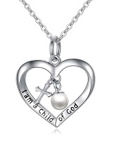 outstanding silver I am a child of God baby cross necklace